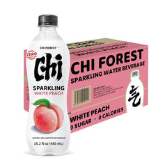CHI FOREST Flavored Sparkling Water Beverage, White Peach, Zero Sugar, 16.2 fl oz Bottles (pack of 15)