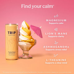 TRIP Calm Drink, Non-Alcoholic Adaptogen Mocktail, Tropical Mango 12 pack