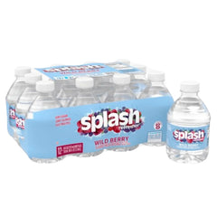 SPLASH REFRESHER Flavored Water Bottles, Wild Berry Flavor - 12 Pack | Refreshing Flavored Bottled Water with Electrolytes - Zero Sugar & Zero Calories - 8 Fl Oz