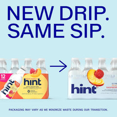 Hint Flavored Water Zero Sugar 0 Calories - Peach Raspberry (12 pack) | Crisp, refreshing water, fruit flavors. 0 calories, 0 sugar, 0 sweeteners. Hydration for wellness. Gluten-free, Kosher, Vegan