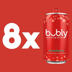bubly Sparkling Water, Strawberry, 12 Fl Oz Cans (8 Pack) | Zero Sugar, Zero Calories, Seltzer Water