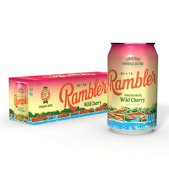 AUTX RAMBLER Wild Cherry Sparkling Water, 12 Ounce (Pack of 12) | Texas Limestone Mineral Blend, Calcium, Magnesium & Potassium, Crisp Carbonation, Nothing Artificial, No Sugar or Sodium