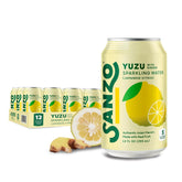 Sanzo Flavored Sparkling Water - Yuzu Lemon Seltzer (with Ginger) | 12oz, 12 Pack, Low Calorie Low Sugar, Craft Asian Drinks, Vegan Gluten Free Carbonated Flavored Water, Fizzy Healthy Drinks