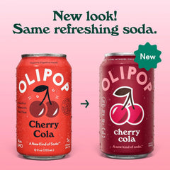 OLIPOP 6g Fiber Prebiotic Soda, Cherry Cola, 12 fl oz, 12 Pack | Shelf Stable Prebiotic Soda, 6g Fiber, 5g Sugar, Digestive Health Support, Prebiotics & Botanicals, Gluten Free, Non GMO