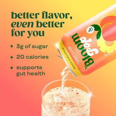 Bloom Pop Prebiotic Soda 12 Pack, Peach Pineapple, 12oz Cans | Prebiotic Soda for Gut Health, Low Calorie Soda, No Caffeine, Healthy Soft Drink Alternative