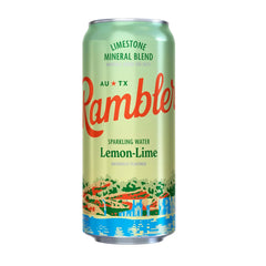 AUTX RAMBLER Lemon-Lime Sparkling Water, 16 Ounce (Pack of 12) | Texas Limestone Mineral Blend, Calcium, Magnesium & Potassium, Crisp Carbonation, Nothing Artificial, No Sugar or Sodium