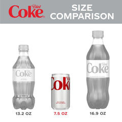 Diet Coke Soda Soft Drink Mini Cans, 7.5 fl oz, 6 Pack | No sugar, no calories, 28 mg caffeine per can