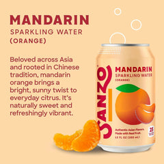 Sanzo Flavored Sparkling Water - Mandarin Orange Seltzer | 12oz, 12 Pack, Low Calorie Low Sugar, Craft Asian Drinks, Vegan Gluten Free Carbonated Flavored Water, Fizzy Healthy Drinks