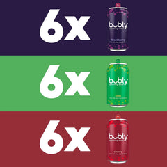 bubly Sparkling Water, Lime Yours 3 Flavor Variety Pack (Lime, Cherry, Blackberry), Zero Sugar & Zero Calories, Seltzer Water, 12 Fl Oz Cans (Pack of 18) | Lime, Cherry, Blackberry, Zero Sugar, Zero Calories, Seltzer Water