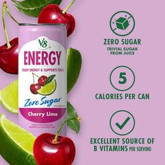V8 Energy Zero Sugar Cherry Lime Energy Drink 8 fl. oz. Can (24 Pack)