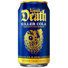 Liquid Death Soda-Flavored Sparkling Water - Killer Cola, Less Sugar*, Huge Flavor, No Caffeine, No Artificial Sweeteners, 12 Fl Oz (Pack of 12)