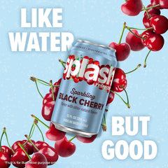 SPLASH REFRESHER Sparkling Water, Black Cherry - 8-Pack, 12 Fl Oz Cans - Flavored Carbonated Seltzer Water with Electrolytes, Zero Sugar & Zero Calories