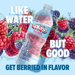 SPLASH REFRESHER Flavored Water Bottles, Wild Berry Flavor - 6 Pack | Refreshing Flavored Bottled Water with Electrolytes - Zero Sugar & Zero Calories - 16.9 Fl Oz