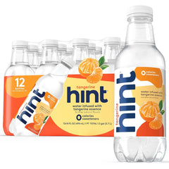 Hint Flavored Water Zero Sugar 0 Calories - Tangerine (12 pack) | Crisp, refreshing water, fruit flavors. 0 calories, 0 sugar, 0 sweeteners. Hydration for wellness. Gluten-free, Kosher, Vegan