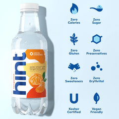 Hint Flavored Water Zero Sugar 0 Calories - Tangerine (12 pack) | Crisp, refreshing water, fruit flavors. 0 calories, 0 sugar, 0 sweeteners. Hydration for wellness. Gluten-free, Kosher, Vegan