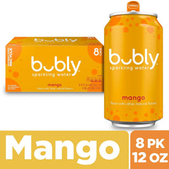 bubly Sparkling Water, Mango, 12 Fl Oz Cans (8 Pack) | Zero Sugar, Zero Calories, Seltzer Water