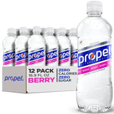 Propel Electrolyte Enhanced Water Sports Drink, Berry Flavored Water, Zero Calorie & Zero Sugar Hydration with Electrolytes and Vitamins C & E, 16.9 fl oz Water Bottles (12 Pack)