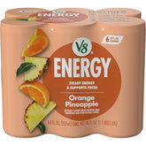 V8 +Energy Healthy Energy Drink, Natural Energy from Tea, Orange Pineapple, 8 Oz Can, 6 Count