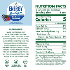 V8 Energy Zero Sugar Blueberry Raspberry, 8 fl. oz. Can (6 Pack)