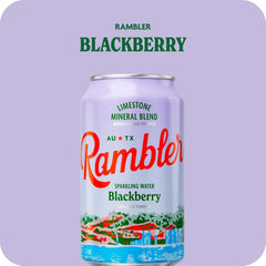 AUTX RAMBLER Blackberry Sparkling Water, 12 Ounce (3 x 8 Pack) | Texas Limestone Mineral Blend, Calcium, Magnesium & Potassium, Crisp Carbonation, Nothing Artificial, No Sugar or Sodium