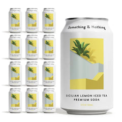 Something & Nothing Sicilian Lemon Iced Tea, Flavored Sparkling Water, 12 Oz,12-Pack