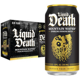 Liquid Death Sparkling Mountain Water, Real Mountain Source, Ice-Cold Cans, Infinitely Recyclable, 12 Fl Oz (Pack of 12)