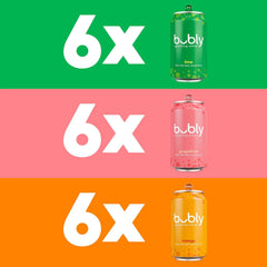 bubly Sparkling Water, Tropical Thrill 3 Flavor Variety Pack (Lime, Grapefruit, Mango), Zero Sugar & Zero Calories, Seltzer Water, 12 Fl Oz Cans (Pack of 18) | Lime, Grapefruit, Mango, Zero Sugar, Zero Calories, Seltzer Water