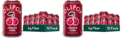 OLIPOP Prebiotic Soda Pop,Cherry Cola,Pantry Pack Packed with Prebiotics,Fiber,and Botanicals,Gluten Free,Vegan,GMO Free,12oz,(Pack of 24)