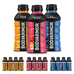 BODYARMOR Sports Drink Variety Pack, Coconut Water Hydration, Natural Flavors w Vitamins, Potassium Packed Electrolytes For Athletes, Strawberry Banana, Blue Raspberry, Orange Mango, 12 Oz - 24 pack