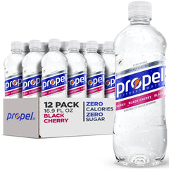 Propel, Black Cherry, Zero Calorie Sports Drinking Water with Electrolytes and Vitamins C&E, 16.9 Fl Oz (12 Count)