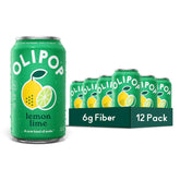 OLIPOP 6g Fiber Prebiotic Soda, Lemon Lime, 12 fl oz, 12 Pack | Shelf Stable Prebiotic Soda, 6g Fiber, 2g Sugar, Digestive Health Support, Prebiotics & Botanicals, Gluten Free, Non GMO