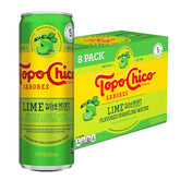 Topo Chico Sabores Lime with Mint Extract Sparkling Water, 12 fl oz, 8 Pack | Cans of flavored bubbly water with minerals and real fruit juice, no added sugar