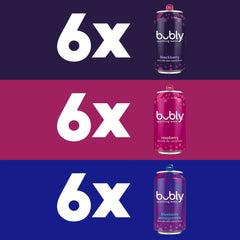 bubly Sparkling Water, Triple Berry Variety Pack, 12 fl oz Cans (18 Pack)