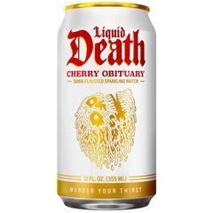 Liquid Death Soda-Flavored Sparkling Water - Cherry Obituary, Less Sugar*, Huge Flavor, No Caffeine, No Artificial Sweeteners, 12 Fl Oz (Pack of 12)