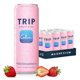 TRIP Calm Drink, Non-Alcoholic Adaptogen Mocktail, Wild Strawberry, 12 pack