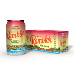 AUTX RAMBLER Sparkling Water, Texas Limestone Mineral Blend, Wild Cherry x Satsuma, 12-Ounce Cans, 8 Count x 2 (16 Cans Total)