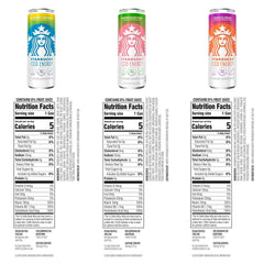 Starbucks Iced Energy Drink, 3 Flavor Variety Pack (Tropical Peach, Watermelon Splash, Blueberry Lemonade), Zero Sugar Energy Drink, Plant Based Caffeine, Hydration, Mental Clarity, 12x12 Fl Oz Cans