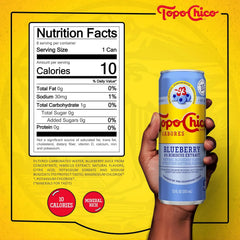 Topo Chico Sabores Blueberry and Hibiscus Sparkling Water, 12 fl oz, 8 Pack | Cans of flavored bubbly water with minerals, real fruit juice, and hibiscus extract, no added sugar