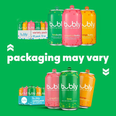 bubly Sparkling Water, Tropical Thrill 3 Flavor Variety Pack (Lime, Grapefruit, Mango), Zero Sugar & Zero Calories, Seltzer Water, 12 Fl Oz Cans (Pack of 18) | Lime, Grapefruit, Mango, Zero Sugar, Zero Calories, Seltzer Water