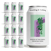 Something & Nothing Mango & Thai Basil, Flavored Sparkling Water, 12 Oz (Pack of 12)
