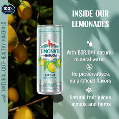 Limonati by Borjomi - Citrus Lemonade with Natural Fruit Juice and Borjomi Sparkling Mineral Water - 11.15 oz, 12 Cans