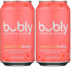 Bubly Sparkling Water, Grapefruit, 12 oz (Pack of 2)
