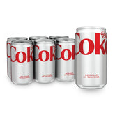 Diet Coke Soda Soft Drink Mini Cans, 7.5 fl oz, 6 Pack | No sugar, no calories, 28 mg caffeine per can