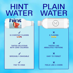 Hint Flavored Water Zero Sugar 0 Calories - Strawberry Watermelon (12 pack) | Crisp, refreshing water, fruit flavors. 0 calories, 0 sugar, 0 sweeteners. Hydration for wellness. Gluten-free, Kosher, Vegan