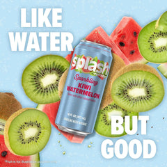 SPLASH REFRESHER Sparkling Water, Kiwi Watermelon - 12-Pack, 16 Fl Oz Cans - Flavored Carbonated Seltzer Water with Electrolytes, Zero Sugar & Zero Calories