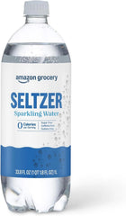 Amazon Grocery, Seltzer Sparkling Water, 33.8 Fl Oz (Pack of 6)