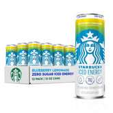 Starbucks Iced Energy Drink, Blueberry Lemonade, Zero Sugar Energy Drink, Plant Based Caffeine, Hydration, Mental Clarity, 12 Fl Oz Cans (Pack of 12)