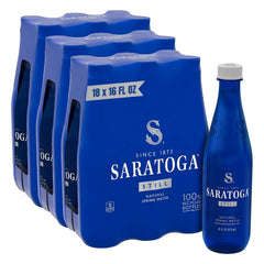 Saratoga Spring Water Bottles, 18 Pack – Still Bottled Water – Recycled PET Plastic Bottles – 16 Fl Oz