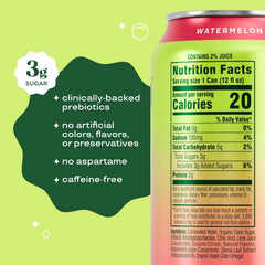 Bloom Pop Prebiotic Soda 12 Pack, Watermelon Lime Flavor, 12oz Cans | Prebiotic Soda for Gut Health, Low Calorie Soda, No Caffeine, Healthy Soft Drink Alternative