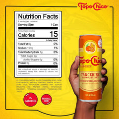 Topo Chico Sabores Tangerine with Ginger Sparkling Water, 12 fl oz, 8 Pack | Cans of flavored bubbly water with minerals, real fruit juice, and ginger extract, no added sugar